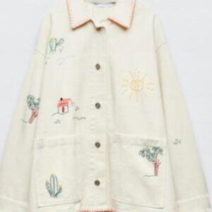 Zara EMBROIDERED COTTON OVERSHIRT
